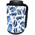 3dRose Andrea Haase Animals Illustration - Watercolor Fish Allover Pattern In Blue - Can Cooler Bottle Wrap (cc_268132)