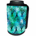3dRose Andrea Haase Animals Illustration - Mixed Media Art Octopus Allover Pattern In Blue - Can Cooler Bottle Wrap (cc_268135)