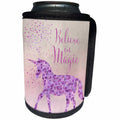 3dRose Andrea Haase Animals Illustration - Glittering Unicorn And Test Believe In Magic - Can Cooler Bottle Wrap (cc_268139)