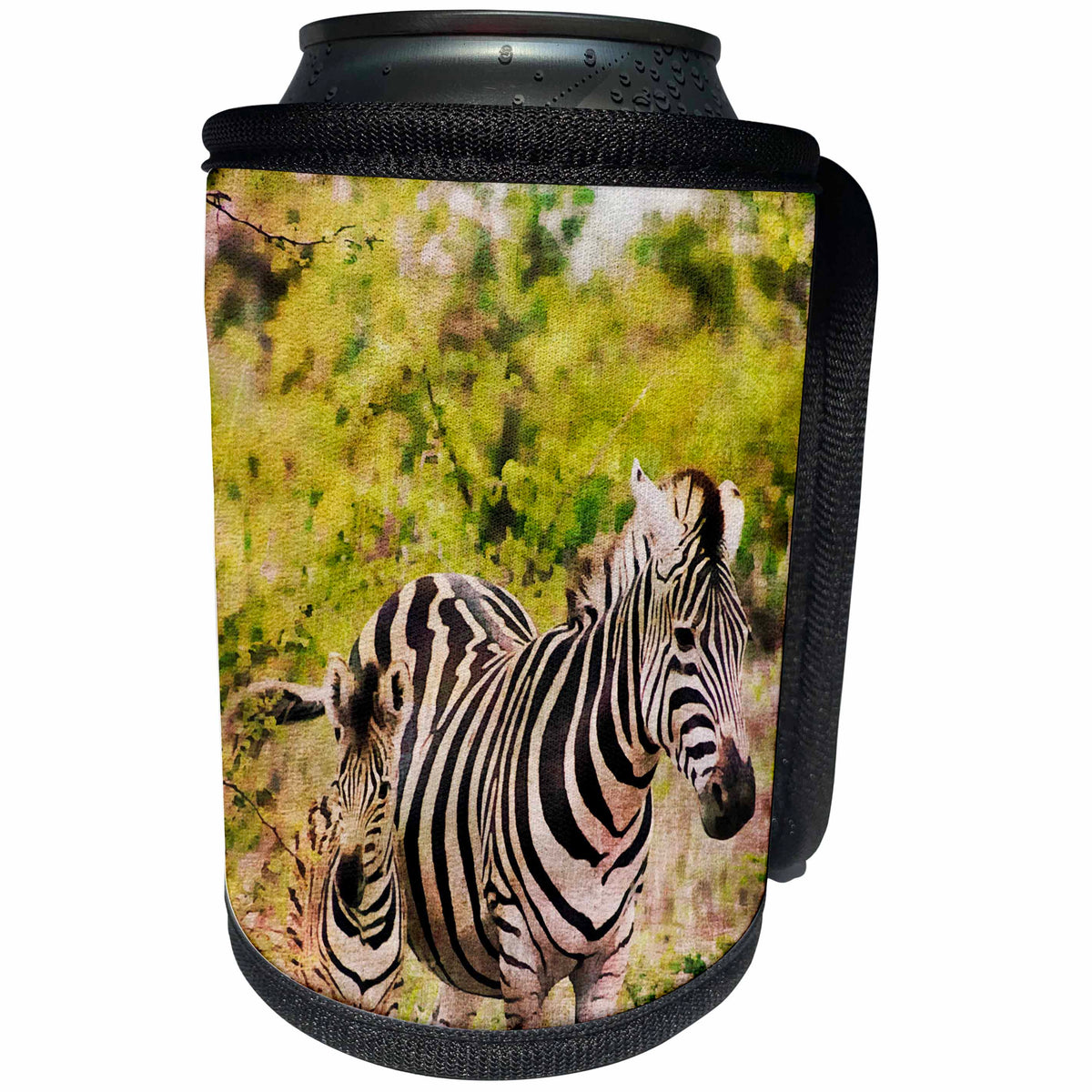 3dRose Andrea Haase Animals Illustration - Zebra Mother With Child Watercolor Illustration - Can Cooler Bottle Wrap (cc_268155)