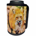 3dRose Andrea Haase Animals Illustration - Laughing Fox Watercolor Illustration - Can Cooler Bottle Wrap (cc_268163)