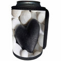 3dRose Andrea Haase Still Life Photography - Black Heart On White Pebble Photography - Can Cooler Bottle Wrap (cc_268171)