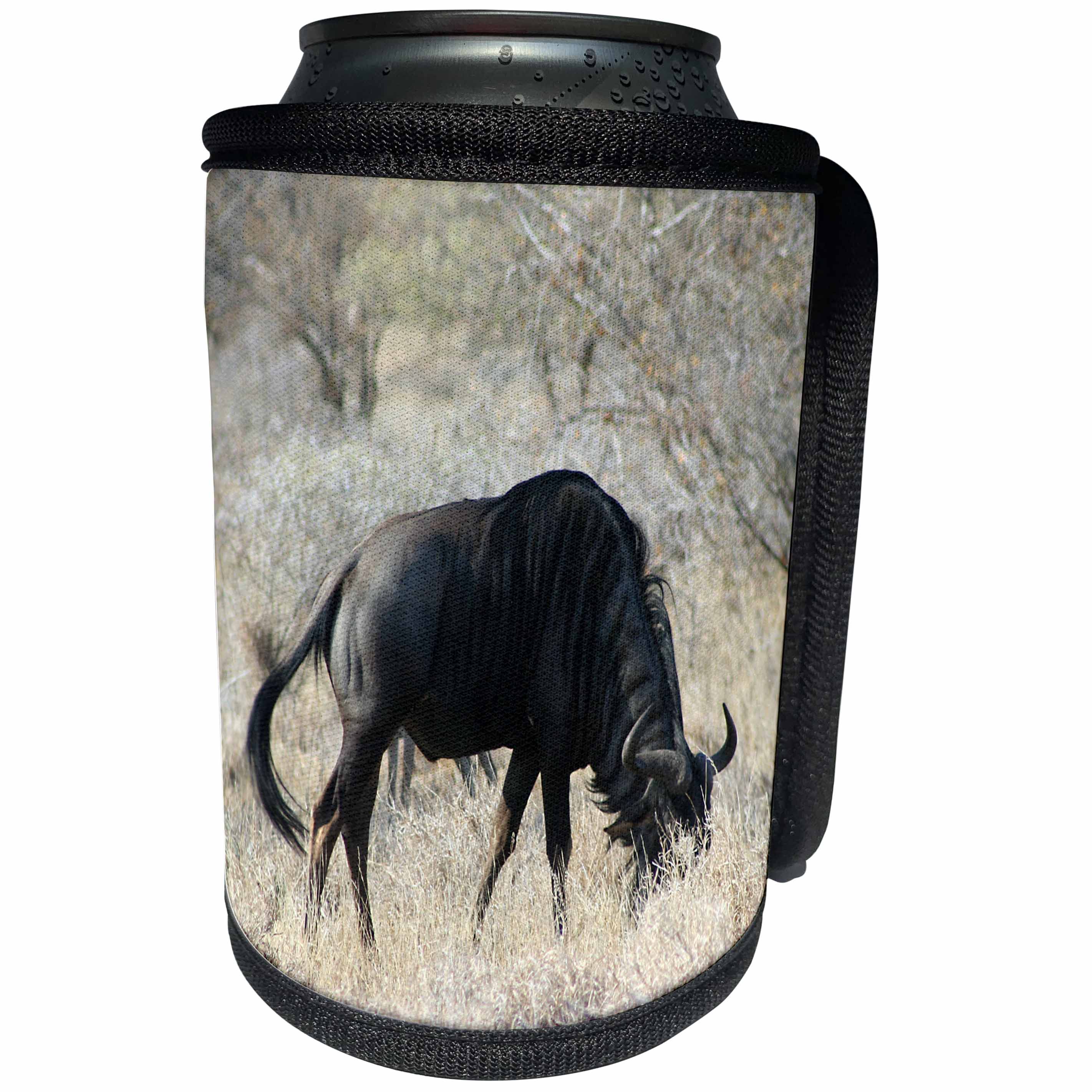 3dRose Angelique Cajams Safari Animals - South African Wildebeest side view - Can Cooler Bottle Wrap (cc_26818)