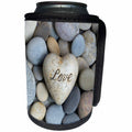 3dRose Andrea Haase Still Life Photography - Heart With Word Love On Pebble Photography - Can Cooler Bottle Wrap (cc_268182)