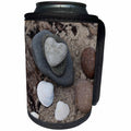 3dRose Andrea Haase Still Life Photography - Stone Heart With Pebble And Sea Shells Photography - Can Cooler Bottle Wrap (cc_268185)
