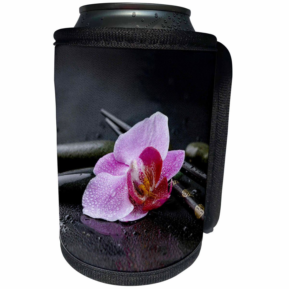 3dRose Andrea Haase Nature Photography - Orchid Flower Asia Style With Chopstick Photography - Can Cooler Bottle Wrap (cc_268198)