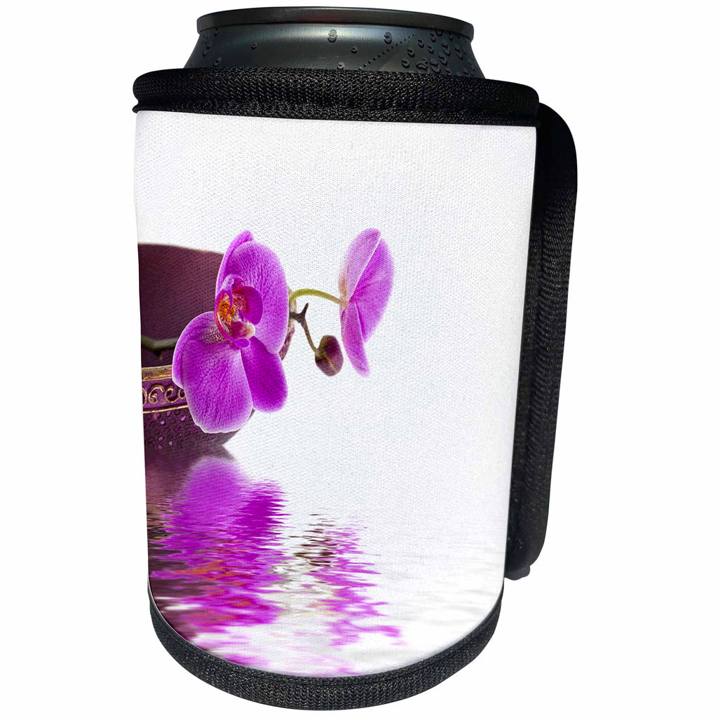 3dRose Andrea Haase Nature Photography - Orchid Flower Zen Style With Water Photography - Can Cooler Bottle Wrap (cc_268199)
