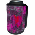3dRose Andrea Haase Illustration Love - Painting Mixed Media With Heart And Typography In Grey And Pink - Can Cooler Bottle Wrap (cc_268208)