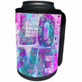 3dRose Andrea Haase Illustration Love - Word Love Mixed Media Art Painting In Turquoise And Pink - Can Cooler Bottle Wrap (cc_268209)
