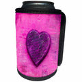 3dRose Andrea Haase Illustration Love - Purple Heart With Handwriting On Pink Painted Background - Can Cooler Bottle Wrap (cc_268217)