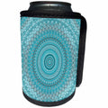 3dRose Andrea Haase Art Illustration - Turquoise Blue Mandala Illustration - Can Cooler Bottle Wrap (cc_268237)
