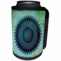3dRose Andrea Haase Art Illustration - Blue Mandala Illustration On Turquoise Background - Can Cooler Bottle Wrap (cc_268239)