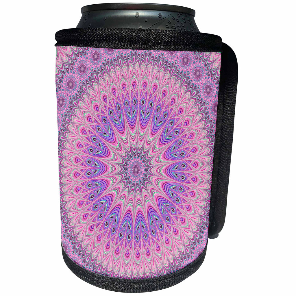 3dRose Andrea Haase Art Illustration - Mandala Illustration In Soft Pastel Lilac And Purple - Can Cooler Bottle Wrap (cc_268241)