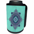 3dRose Andrea Haase Art Illustration - Blue Turquoise Mandala Ornament - Can Cooler Bottle Wrap (cc_268245)