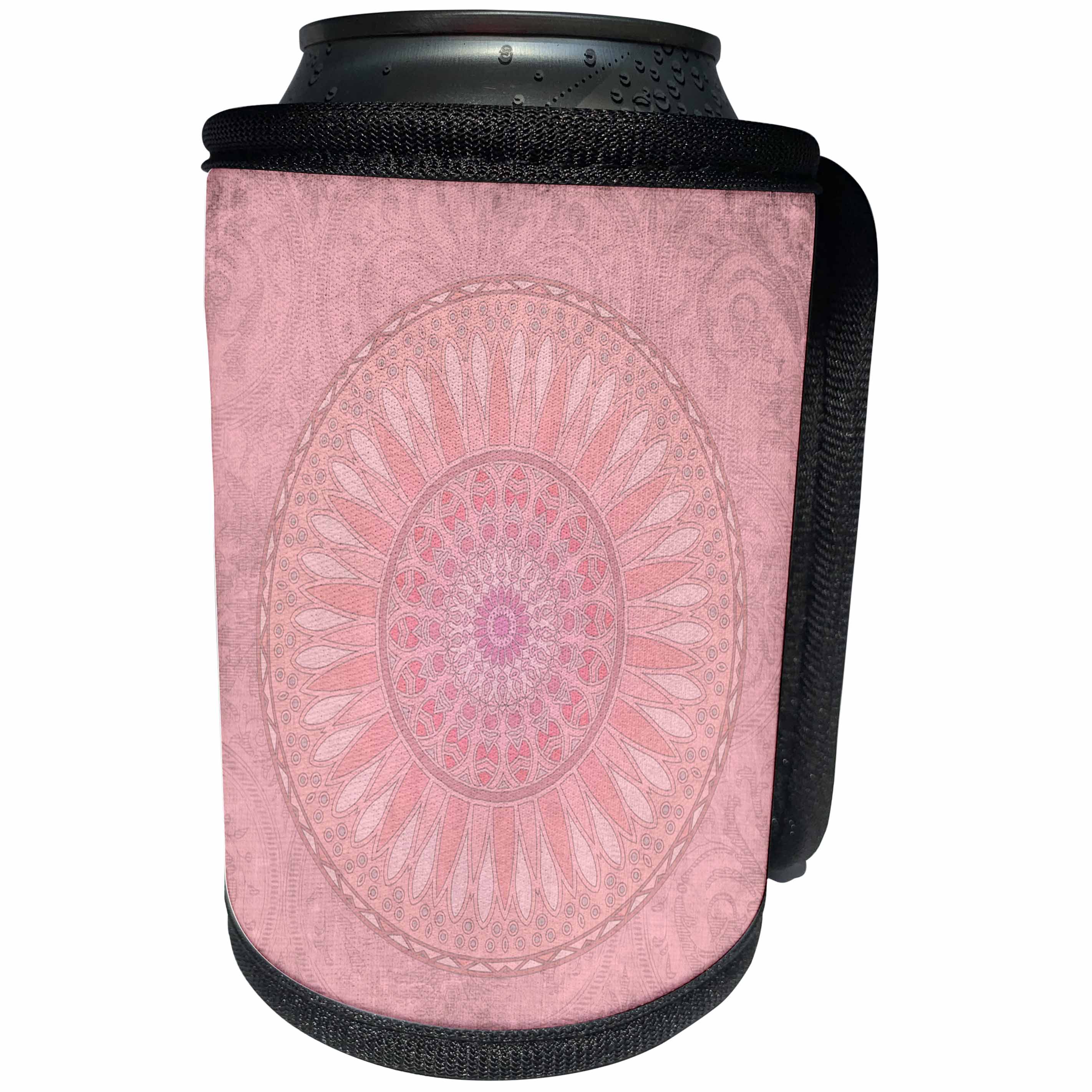 3dRose Andrea Haase Art Illustration - Mandala Illustration Soft Pastel Pink - Can Cooler Bottle Wrap (cc_268248)