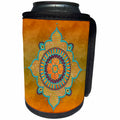 3dRose Andrea Haase Art Illustration - Orange Turquoise Mandala Ornament - Can Cooler Bottle Wrap (cc_268250)