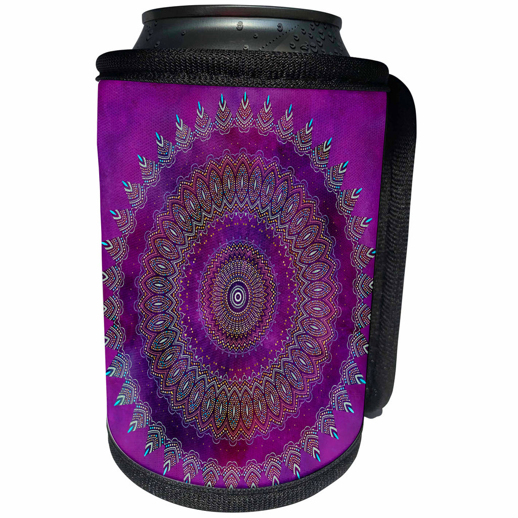 3dRose Andrea Haase Art Illustration - Detailed Purple Mandala Illustration - Can Cooler Bottle Wrap (cc_268256)