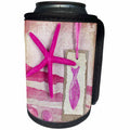 3dRose Andrea Haase Art Illustration - Marine Collage Painting With Pink Starfish - Can Cooler Bottle Wrap (cc_268258)