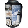 3dRose Andrea Haase Art Illustration - Mixed Media Collage Of Byron Bay Lighthouse And Shells - Can Cooler Bottle Wrap (cc_268259)