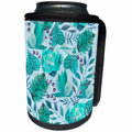 3dRose Andrea Haase Allover Pattern - Watercolor Leaf And Succulent Pattern Aqua Green - Can Cooler Bottle Wrap (cc_268300)