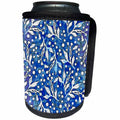 3dRose Andrea Haase Allover Pattern - Watercolor Leaf Pattern In Blue And White - Can Cooler Bottle Wrap (cc_268307)
