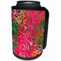 3dRose Andrea Haase Allover Pattern - Colorful Watercolor Leaf Pattern In Pink And Green - Can Cooler Bottle Wrap (cc_268308)