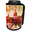 3dRose Andrea Haase Art Illustration - Colorful Mixed Media London Illustration - Can Cooler Bottle Wrap (cc_268309)