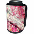 3dRose Andrea Haase Art Illustration - Broadway Street Sign Watercolor Illustration Pink - Can Cooler Bottle Wrap (cc_268315)