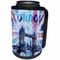 3dRose Andrea Haase Art Illustration - Illustration London Tower Bridge With Union Jack Flag - Can Cooler Bottle Wrap (cc_268323)