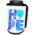 3dRose Andrea Haase Inspirational Typography - Word Hope with Heart Typography Art In Blue - Can Cooler Bottle Wrap (cc_268325)