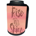3dRose Andrea Haase Inspirational Typography - Typography Art Rise And Shine Glittering Letters - Can Cooler Bottle Wrap (cc_268332)