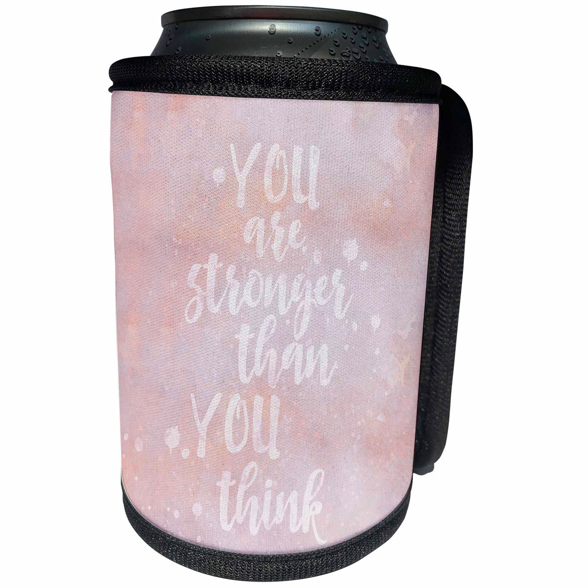 3dRose Andrea Haase Inspirational Typography - You Are Stronger Than You Think Watercolor Quote - Can Cooler Bottle Wrap (cc_268333)