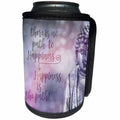 3dRose Andrea Haase Inspirational Typography - Buddha With Wisdom Words There Is No Path To Happiness - Can Cooler Bottle Wrap (cc_268338)