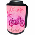 3dRose Andrea Haase Inspirational Typography - Floral Pattern Motorbike With Typography Lets Go On Adventure - Can Cooler Bottle Wrap (cc_268343)