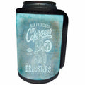 3dRose Andrea Haase Art Illustration - Vintage Motorcycle Caferacer Poster Art In Blue - Can Cooler Bottle Wrap (cc_268350)