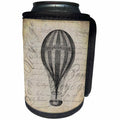 3dRose Andrea Haase Art Illustration - Vintage Hot Air Balloon In Brown Grey Grunge Style - Can Cooler Bottle Wrap (cc_268354)