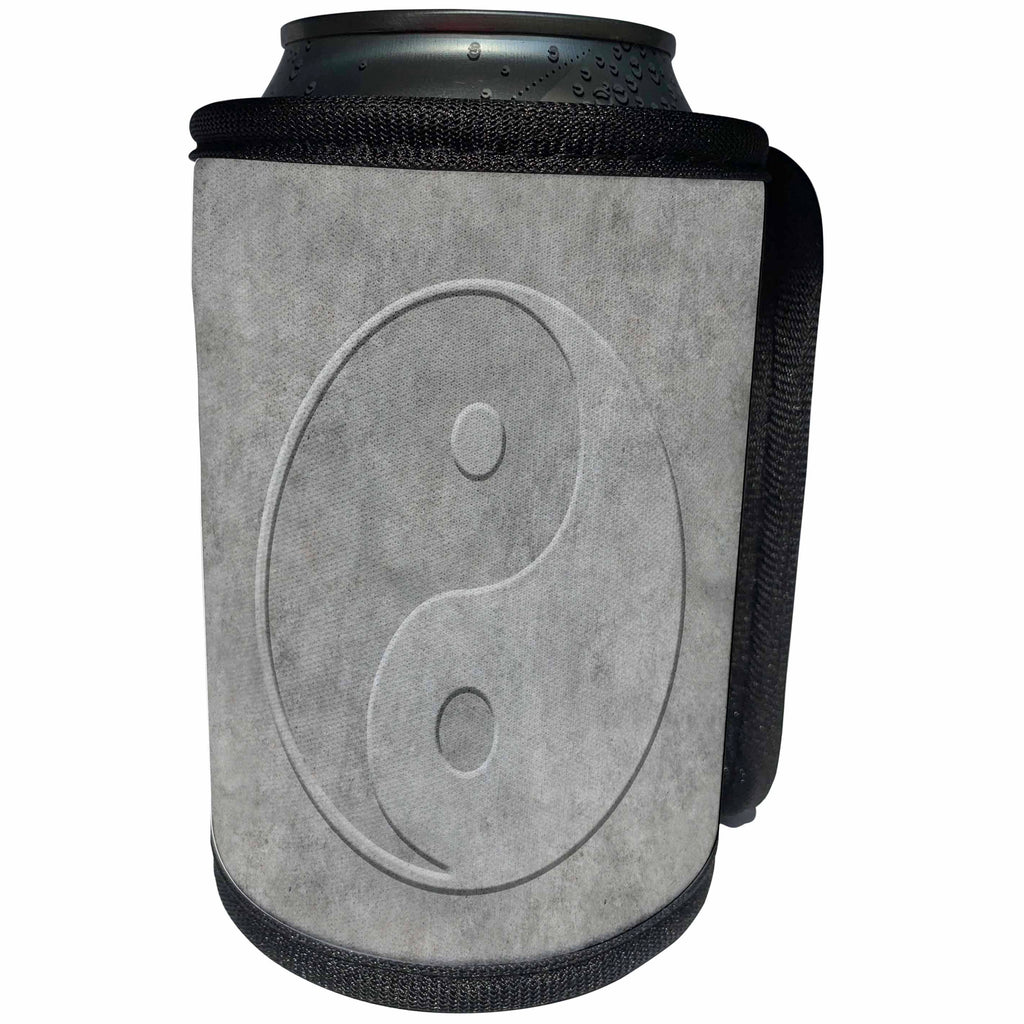 3dRose Andrea Haase Art Illustration - Yin Yang Symbol Carved in Concrete - Can Cooler Bottle Wrap (cc_268359)