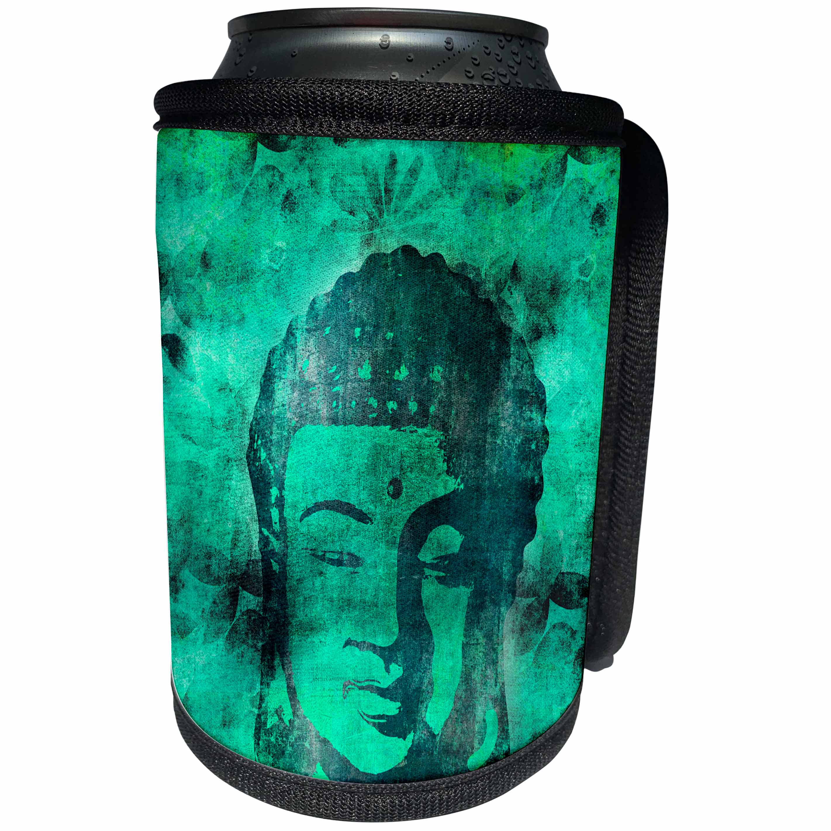 3dRose Andrea Haase Art Illustration - Green Buddha Head Illustration - Can Cooler Bottle Wrap (cc_268360)