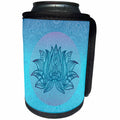 3dRose Andrea Haase Art Illustration - Lotus Flower Symbol Illustration Light Blue Aqua Tones - Can Cooler Bottle Wrap (cc_268363)