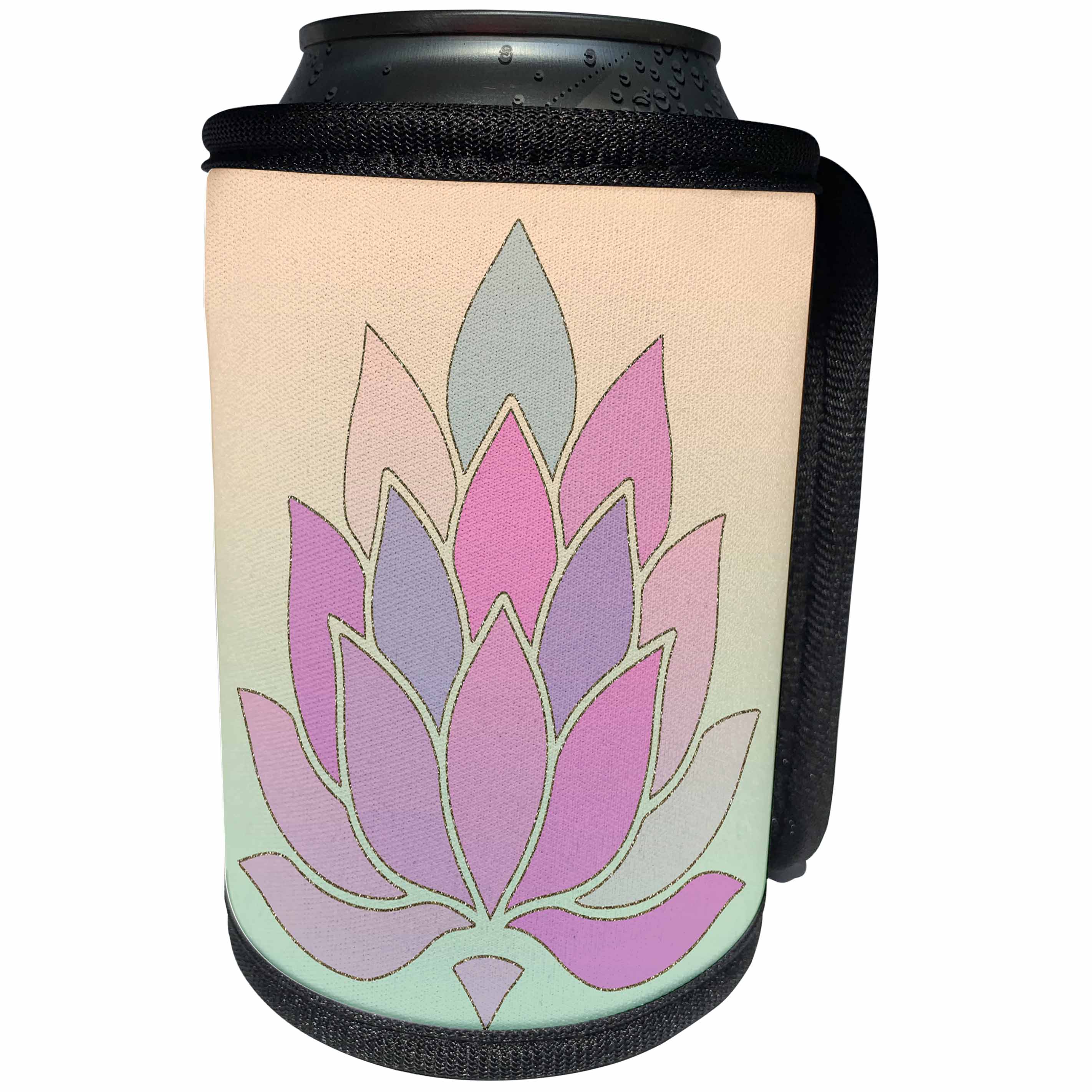 3dRose Andrea Haase Art Illustration - Lotus Flower Illustration In Soft Pastel Colors - Can Cooler Bottle Wrap (cc_268365)