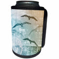 3dRose Andrea Haase Art Illustration - Sea Gull Illustration With Typography In Blue Grey - Can Cooler Bottle Wrap (cc_268375)
