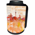 3dRose Andrea Haase Art Illustration - City Skyline And Typography Travel Illustration - Can Cooler Bottle Wrap (cc_268381)
