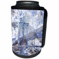 3dRose Andrea Haase Art Illustration - Watercolor Illustration Of Brooklyn Bridge In Blue Grey - Can Cooler Bottle Wrap (cc_268383)