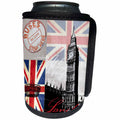 3dRose Andrea Haase Art Illustration - London Great Britain Illustration With Union Jack Flag - Can Cooler Bottle Wrap (cc_268388)