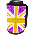 3dRose Andrea Haase Art Illustration - Glamour British Flag In Fake Colors Of Pink And Yellow - Can Cooler Bottle Wrap (cc_268389)
