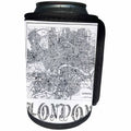 3dRose Andrea Haase Art Illustration - Vintage London Map Black And White - Can Cooler Bottle Wrap (cc_268391)
