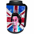 3dRose Andrea Haase Art Illustration - Queen Elisabeth Of England Portrait On British Union Jack Flag - Can Cooler Bottle Wrap (cc_268392)