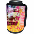 3dRose Andrea Haase Art Illustration - Retro Car And Cuba Typography Colorful Mixed Media Art - Can Cooler Bottle Wrap (cc_268393)