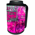 3dRose Andrea Haase Art Illustration - Purple Grey Mixed Media Art Illustration With Car And Bike - Can Cooler Bottle Wrap (cc_268396)