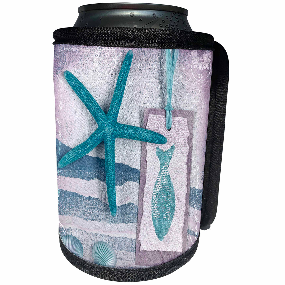 3dRose Andrea Haase Art Illustration - Starfish Maritime Collage Painting - Can Cooler Bottle Wrap (cc_268397)